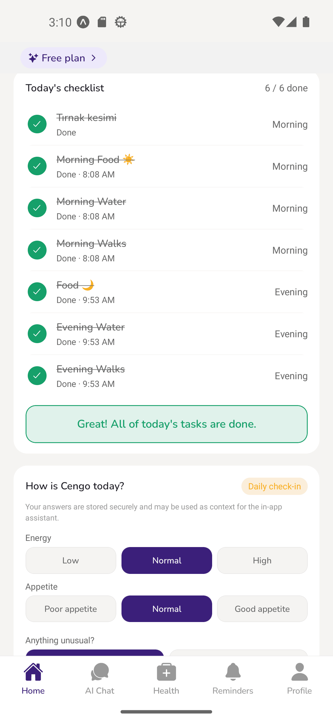 Never miss a meal, walk, or medication - Pavlov pet care app screen