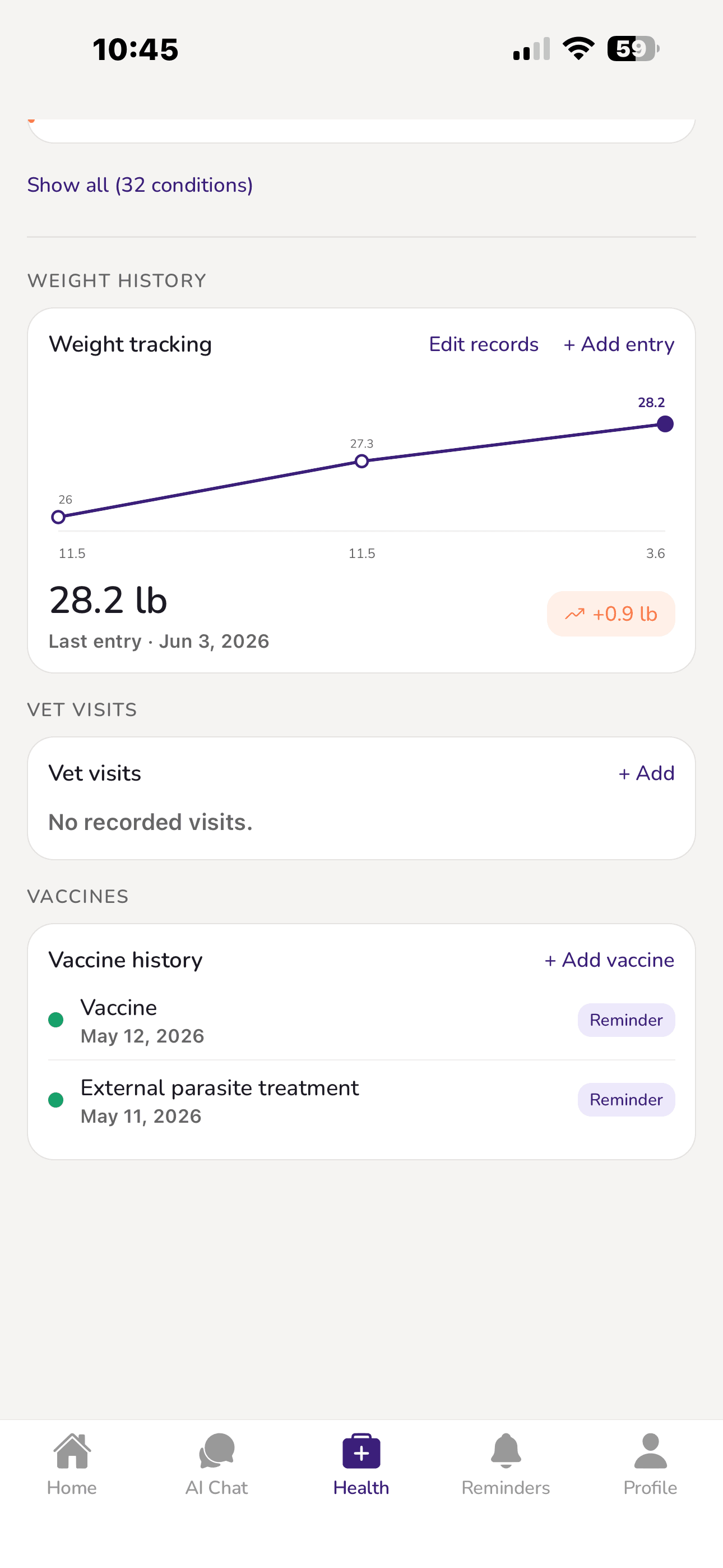 Your pet's health records, all in one place - Pavlov pet care app screen