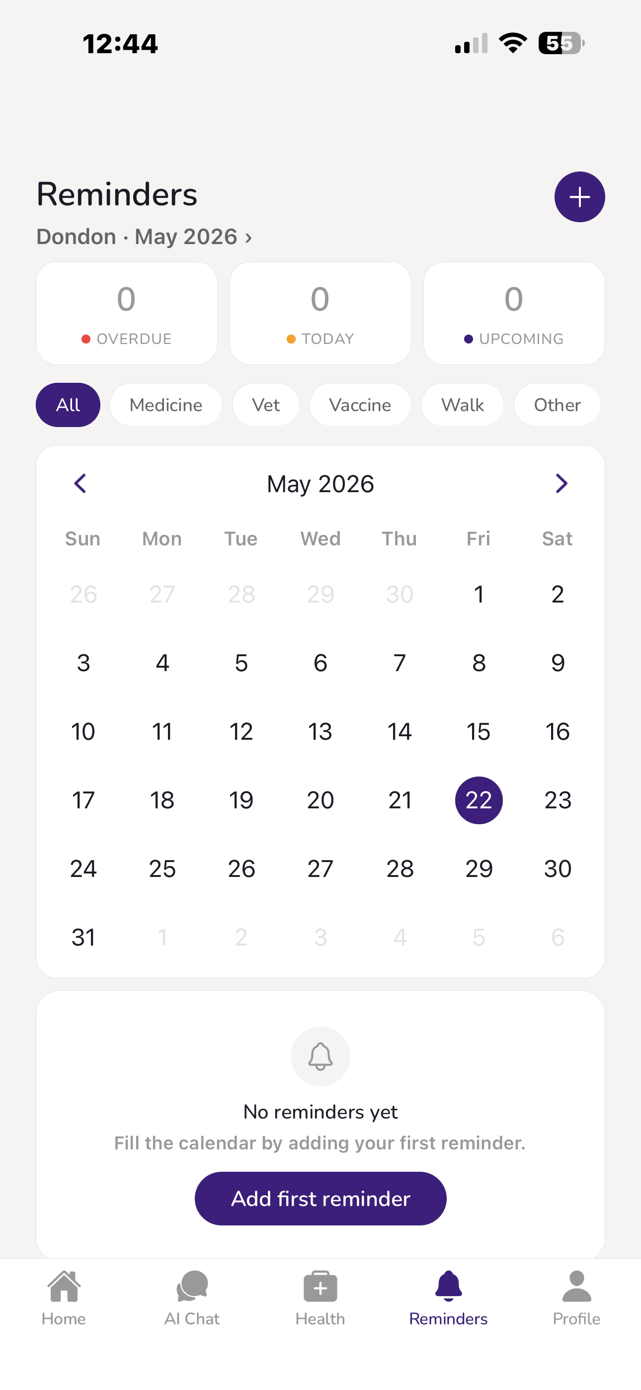Stay ahead with vaccination and vet reminders - Pavlov pet care app screen