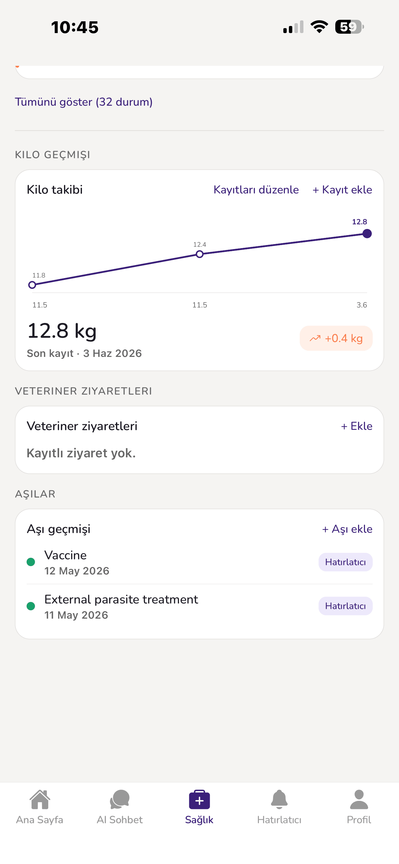 Evcil hayvanınızın sağlık kayıtları tek yerde - Pavlov evcil hayvan bakım uygulaması ekranı